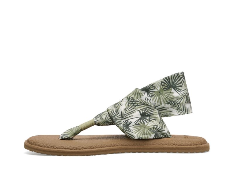 Sanuk Yoga Slings 2 Tropical Vegan Women's Sandals Olive | Canada 13MQZ